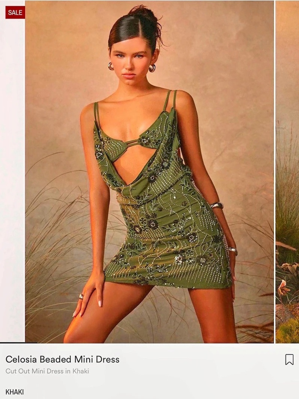 Peppermayo Celosia Beaded Mini Dress in Green